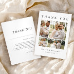 Modern Photo Collage Mariage Carte de remerciement<br><div class="desc">Découvrez la magie de votre journée spéciale avec le Carte de remerciements Mariage Modern Photo Collage, doté d'un agencement élégant pour 4 photos chères. Son design élégant en noir et blanc avec une typographie épurée et minimaliste met en valeur magnifiquement votre message sincère de la mariée et du marié. Facile...</div>