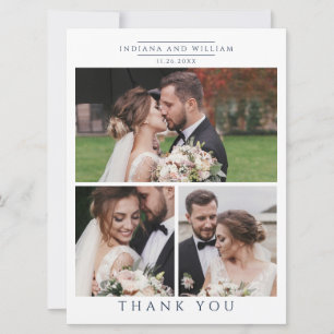 Modern Photo Collage Mariage Carte de remerciement