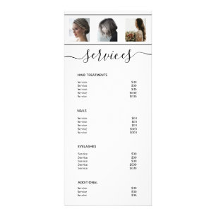 Modern Photo Collage White Spa Salon Service Menu 