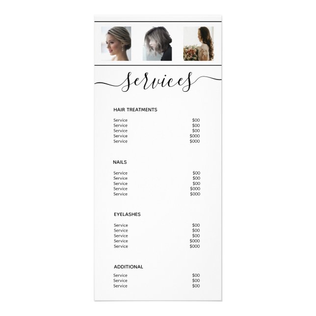 Modern Photo Collage White Spa Salon Service Menu  (Dos)