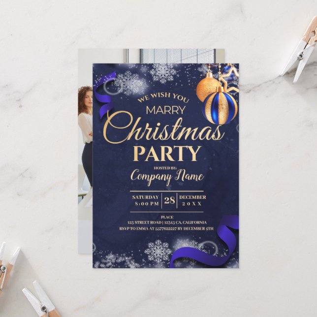 Modern Photo Company Christmas Party Invitation (Devant/Arrière en situation)