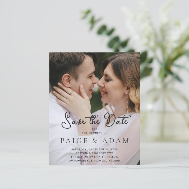 Modern Photo Editorial Wedding Save the Date (Debout devant)