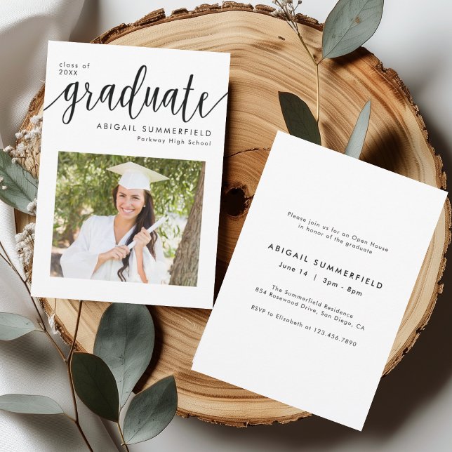 Modern Photo Graduation Open House Invitation (Créateur téléchargé)