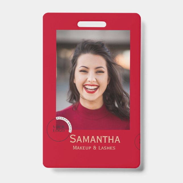 Modern Photo Makeup Business Name Badge (Avant)