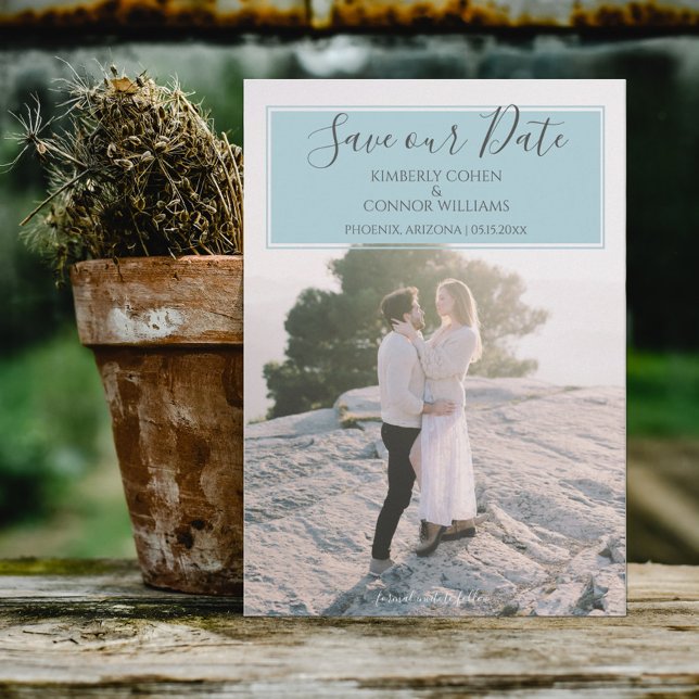 Modern Photo Save the Date | Aqua (Créateur téléchargé)