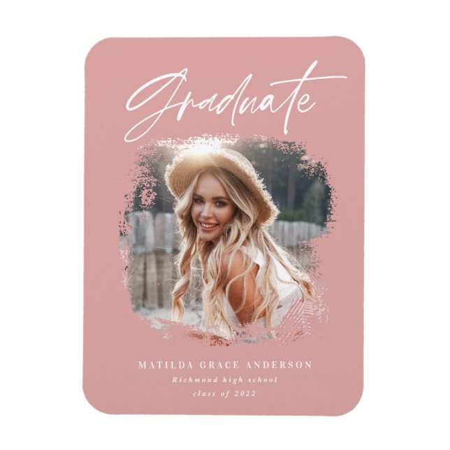Modern photo script contemporary graduation magnet (Vertical)