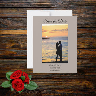 Modern Photo Stone Gray Save The Date Card