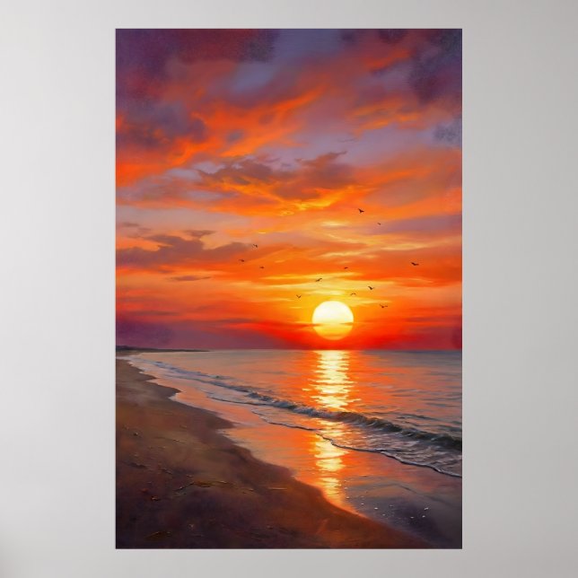 Modern Poster Nature Sunset Wall Art Home Decor (Devant)