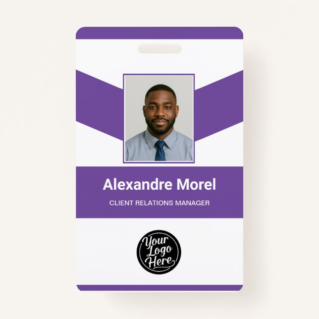 Modern Purple Chevron Professional ID Badge (Devant)