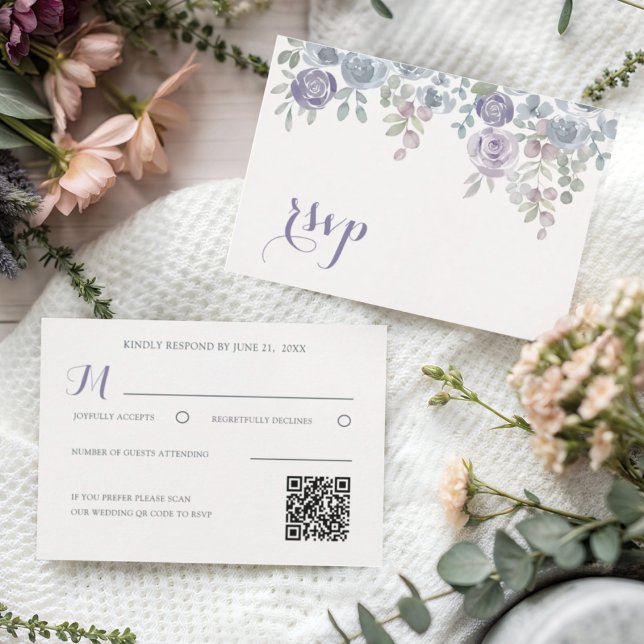 Modern  Purple Floral Rsvp Wedding (Créateur téléchargé)