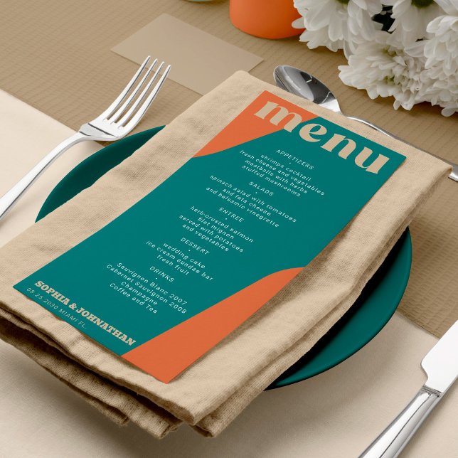 Modern retro groovy wedding template menu (Créateur téléchargé)