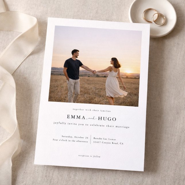 Modern Romantic Elegant Photo Wedding Invitation (Créateur téléchargé)