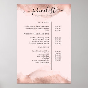 Modern  Roségold Watercolour Pricelist Poster