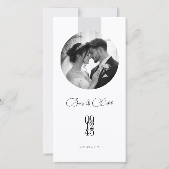 Modern Round Photo Wedding Save the Date Card (Devant)