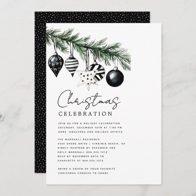 Modern Rustic Nature Christmas Party Invitation  (Devant / Derrière)