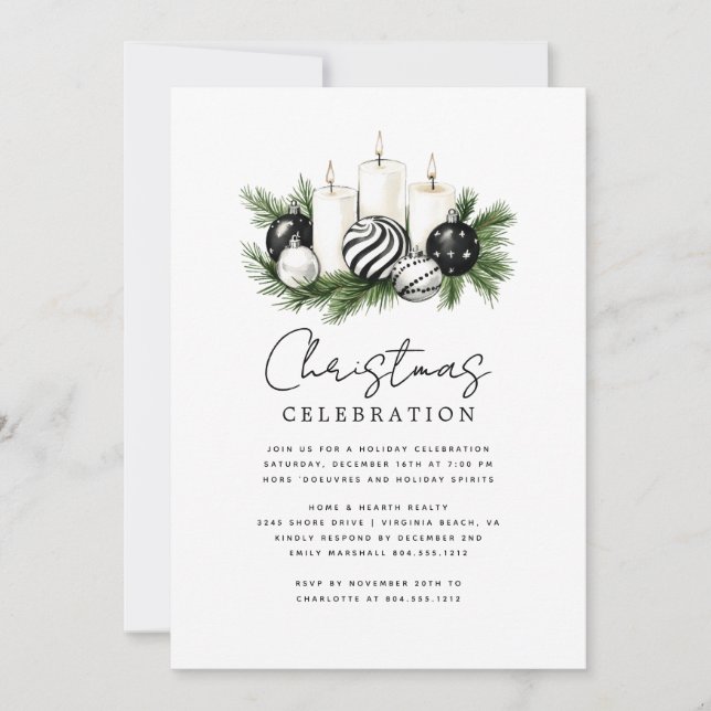 Modern Rustic Nature Christmas Party Invitation (Devant)