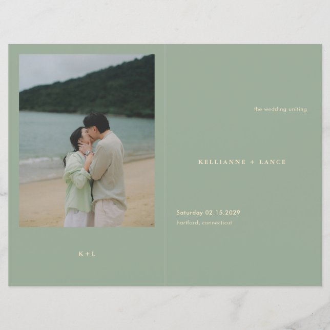 Modern Sage Green Simple Wedding Program (Devant)