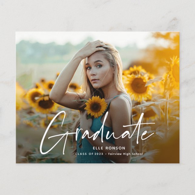 Modern Script 2 Photo Graduation Party Invitation (Devant)