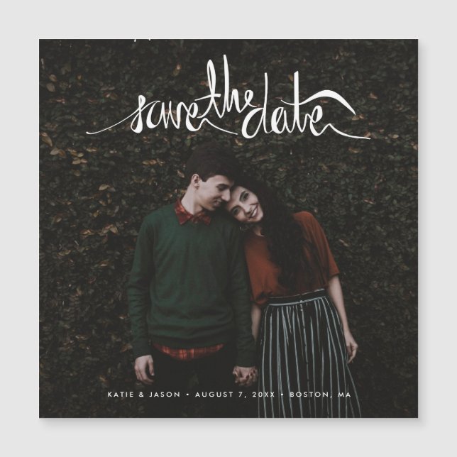 Modern Script Photo Wedding Enregistrer la date (Devant)