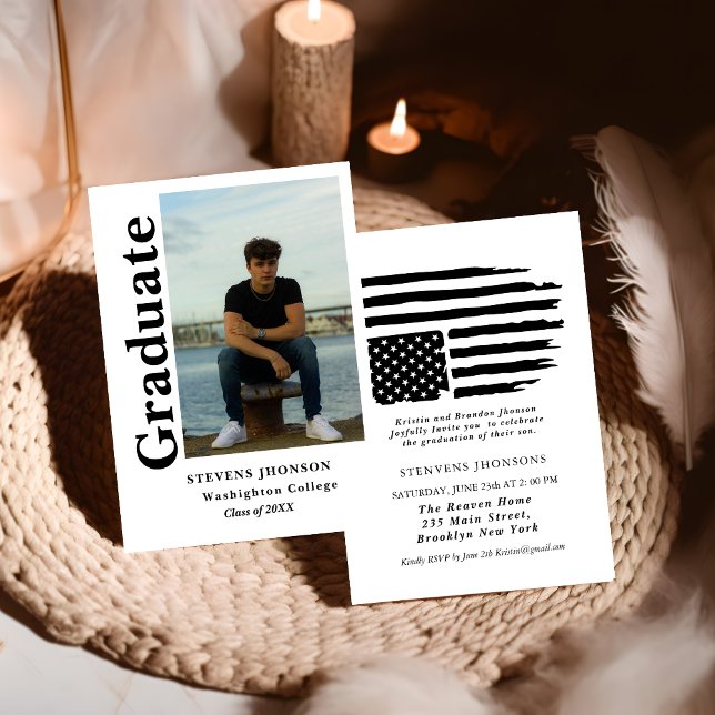 Modern script Police photo graduation invitation (Créateur téléchargé)