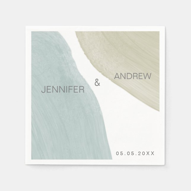 Modern Serenity | Serviette en papier monogramme (Devant)