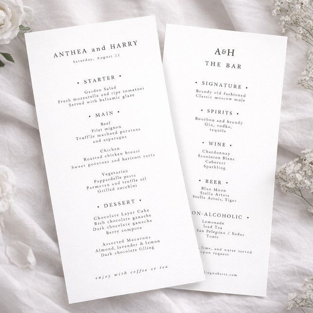 Modern Serif Wedding Dinner And Bar Menu Card (Créateur téléchargé)