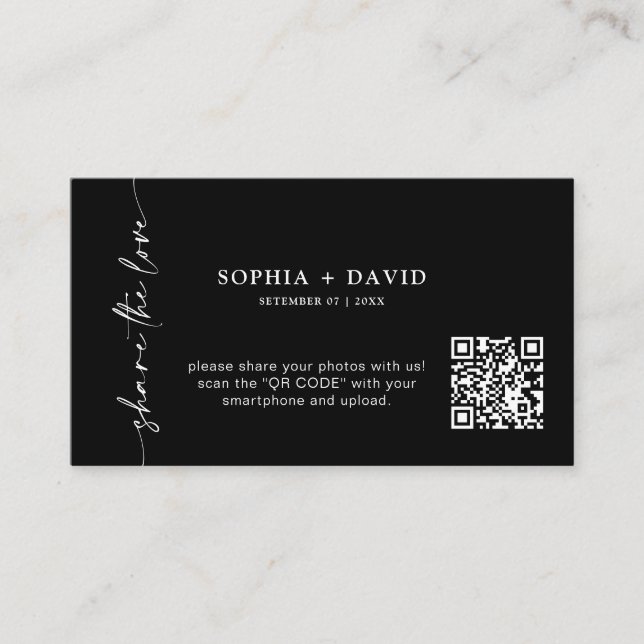 Modern Share The Love QR Code Carte Mariage Photos (Devant)