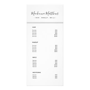 Modern Signature Script White Salon Service Menu