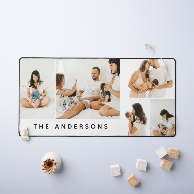 Modern Simple Family Photo Nom du collage (Tableau pour enfants)