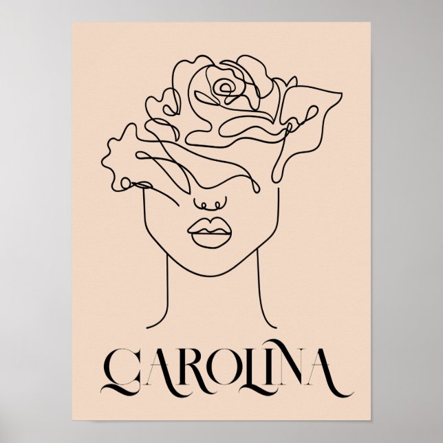  Modern Simple Line Art Black  , Boho Chic  Poster (Devant)