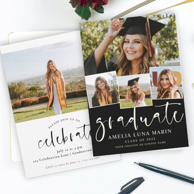Modern Simple Photo Collage Graduation Invitation (Créateur téléchargé)