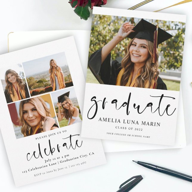 Modern Simple Script Photo Graduation Invitation (Créateur téléchargé)