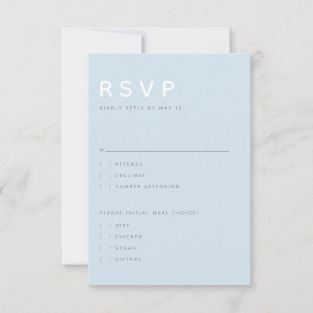 Modern Sky Blue Editorial All Caps RSVP (Devant)