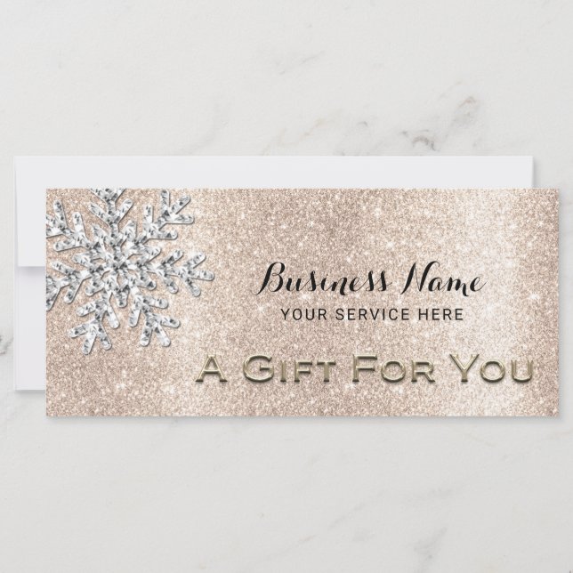 Modern Snowflake Gold Glitter Gift Certificate (Devant)