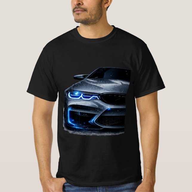 Modern Sports Car Neon Headlight Graphic T-Shirt  (Devant)