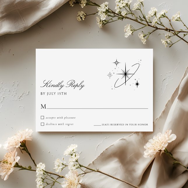 Modern Starry Night Celestial Wedding RSVP Card (Créateur téléchargé)