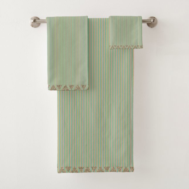 Modern Stripes Green Teal Peach Gold  (En situation)
