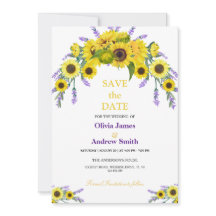 Modern Sunflower & Lavender Wedding Save The Date