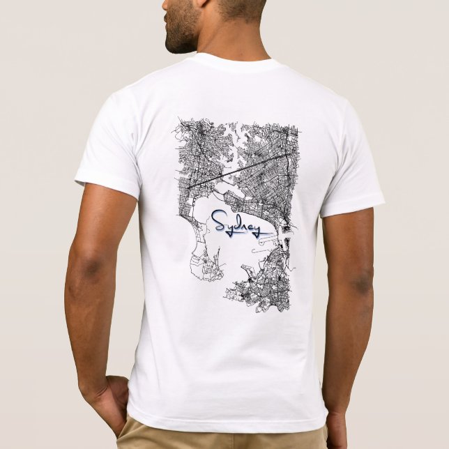 Modern Sydney Map T-Shirt - Urban Travel Souvenir (Dos)