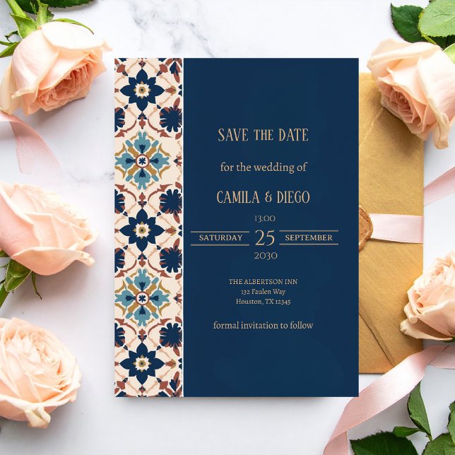 Modern Talavera Heritage Elegant Save the Date (Créateur téléchargé)
