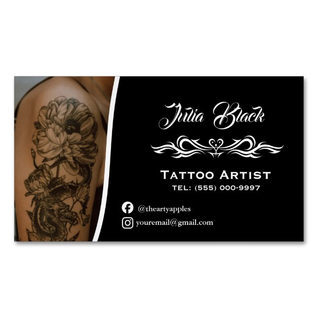 Modern Tattoo Artist Business Card Magnet – Custom (devant)