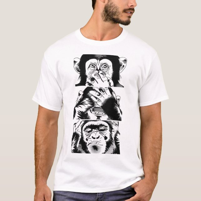 Modern Three Wise Monkeys Graphic T-Shirt  (Devant)