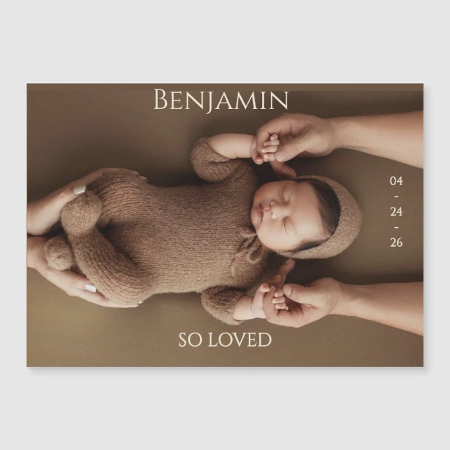 Modern Timeless Photo Magnetic Baby Announcement (Devant)