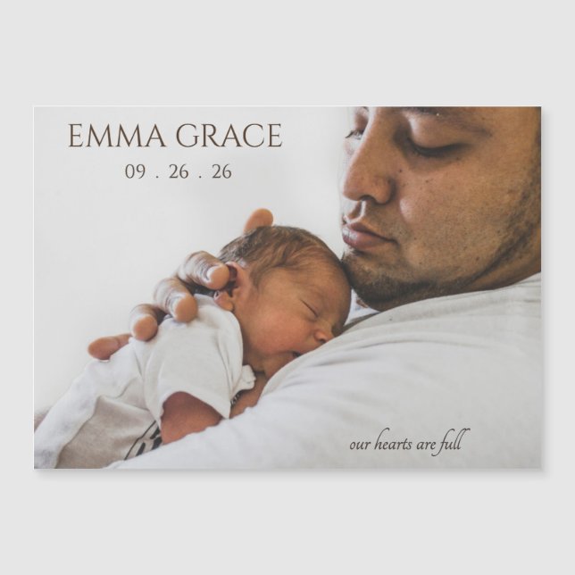 Modern Timeless Photo Magnetic Birth Announcement (Devant)