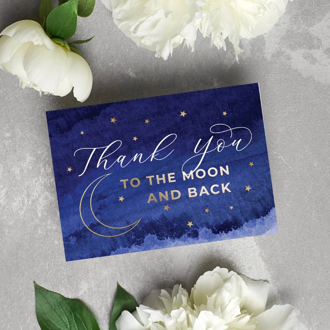 Modern To the Moon and Back Merci Cartes (Blue Modern To the Moon and Back Thank You Cards)
