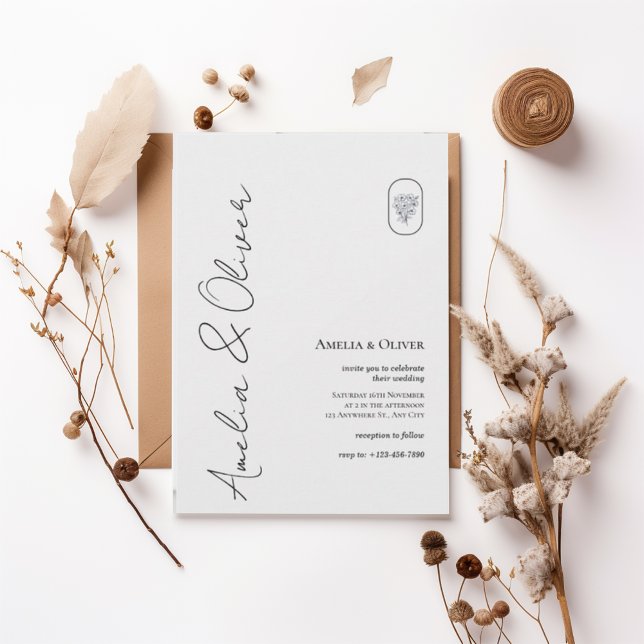 Modern Vertical Script Wedding Invitation (Créateur téléchargé)