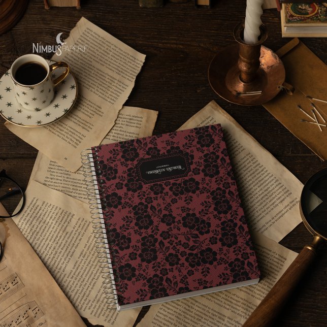 Modern Victorian Black Lace Deep Red Journal (Créateur téléchargé)