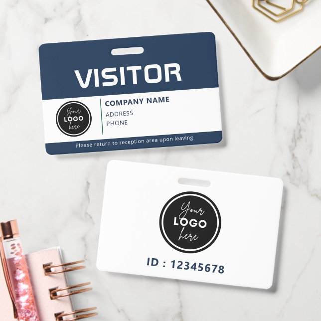 Modern Visitor Pass ID Badge Blue (Bureau)