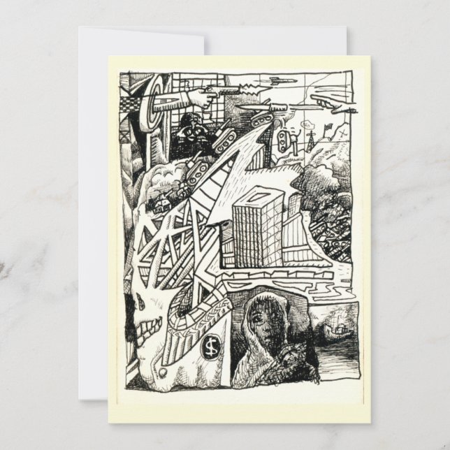 "Modern Warfare", dessin à encre (Devant)