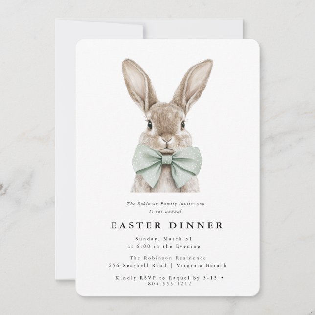 Modern Watercolor Easter Dinner  Invitation  (Devant)